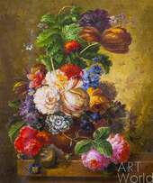 Копия картины Яна ван Хейсума "Натюрморт с цветочной вазой", худ. С. Камский Артворлд.ру
