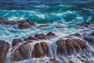 картина масло холст Морской пейзаж маслом "В море пенном…N2", Лагно Дарья, LegacyArt