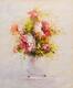 картина масло холст Натюрморт маслом "Розовый букет в стиле импрессионизм", Гомеш Лия, LegacyArt