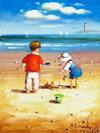 картина масло холст Картина в детскую "Дети на пляже N15", Камский Савелий, LegacyArt Артворлд.ру