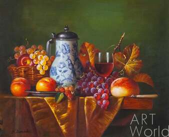 Картина маслом "Натюрморт с кувшином вина и фруктами" Артворлд.ру