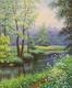 картина масло холст Пейзаж маслом "Прекрасным днем у реки", Картины в интерьер, LegacyArt