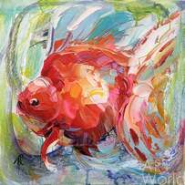 Картина маслом "Золотая рыбка для исполнения желаний. N12" Артворлд.ру