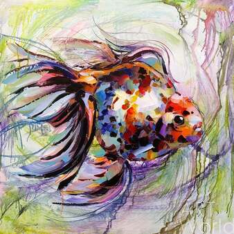 Картина маслом "Золотая рыбка для исполнения желаний. N3" Артворлд.ру