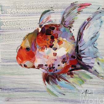 Картина маслом "Золотая рыбка для исполнения желаний. N6" Артворлд.ру