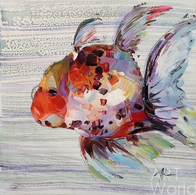 картина масло холст Картина маслом "Золотая рыбка для исполнения желаний. N6", Родригес Хосе, LegacyArt Артворлд.ру