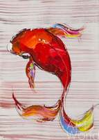 Картина маслом "Карп Кои. Японская золотая рыбка на удачу N3"  Артворлд.ру