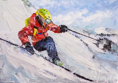 картина масло холст Картина маслом "Лыжник. На склонах Эвереста N2", Родригес Хосе, LegacyArt Артворлд.ру