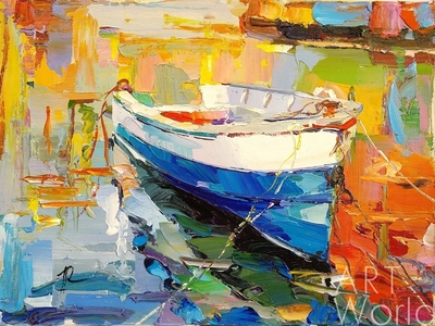 картина масло холст Морской пейзаж маслом "Лодка на воде N6", Родригес Хосе, LegacyArt Артворлд.ру