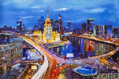 картина масло холст Картина маслом "Ночная Москва в движении", Родригес Хосе, LegacyArt