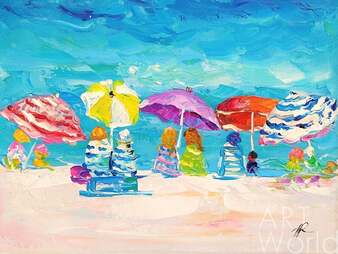 Картина маслом "Летние истории. Разноцветные зонтики N2" Артворлд.ру