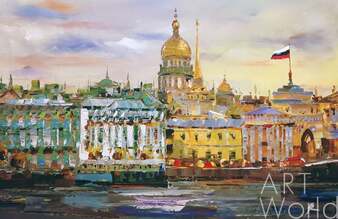 Картина маслом "Санкт-Петербург. Вид на Эрмитаж и Адмиралтейство"  Артворлд.ру