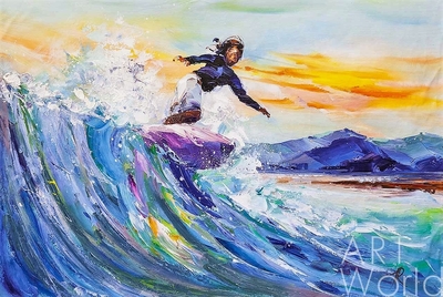 картина масло холст Картина маслом "Серфинг. На гребне морской волны", Родригес Хосе, LegacyArt Артворлд.ру