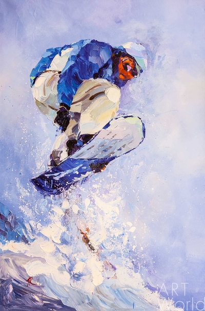 картина масло холст Картина маслом "Сноубордист. Жажда скорости N2", Родригес Хосе, LegacyArt