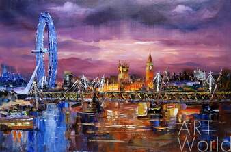 Картина маслом "Вид на Лондонское Око и Вестминстерский дворец" Артворлд.ру