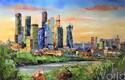 картина масло холст Картина маслом "Вид на Москва-Сити с набережной", Родригес Хосе, LegacyArt