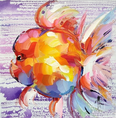 картина масло холст Картина маслом "Золотая рыбка Оранда N3", Родригес Хосе, LegacyArt