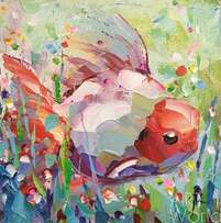Картина маслом "Золотая рыбка в море синем…N2" Артворлд.ру