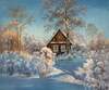 картина масло холст Картина маслом "Домик в деревне зимой", Ромм Александр, LegacyArt