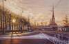 картина масло холст Картина маслом "Пустынный Санкт-Петербург на рассвете", Ромм Александр, LegacyArt