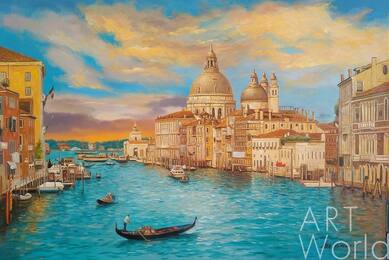 Картина маслом "Вид на Большой канал в Венеции на закате" Артворлд.ру