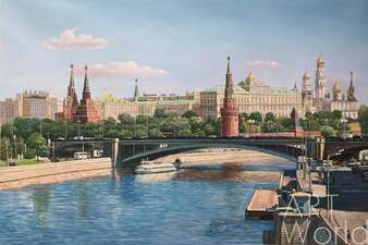 Картина маслом "Вид на Кремль с Патриаршего моста" Артворлд.ру