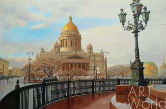 Картина маслом "Вид на собор с Исаакиевской площади" Артворлд.ру
