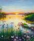 картина масло холст Картина маслом "Закат над озером" N2, Ромм Александр, LegacyArt
