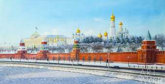 Картина маслом "Зимний вид на Кремль" Артворлд.ру