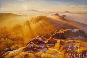 Картина маслом "Рассвет в горах" Артворлд.ру
