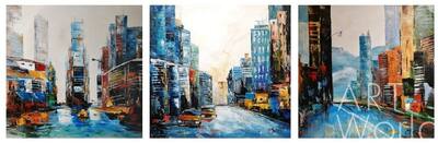 картина масло холст Картина маслом "New York, I love that city (Нью-Йорк, я люблю этот город). Триптих", Виверс Кристина, LegacyArt Артворлд.ру
