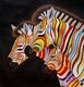 картина масло холст Картина маслом "Разноцветные зебры N7", Виверс Кристина, LegacyArt