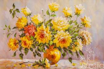 Картина маслом "Букет с желтыми розами" Артворлд.ру