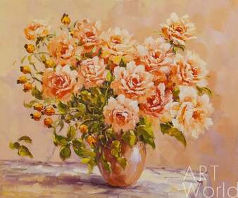 Картина маслом "Чайные розы" Артворлд.ру