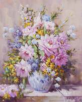 Картина маслом "Пионы. Вольная копия картины Ренуара "Натюрморт с большой цветочной вазой"" Артворлд.ру