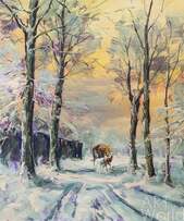 Картина маслом "По дороге зимней, по дороге снежной N2" Артворлд.ру