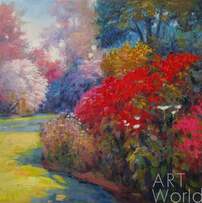 Вольная копия картины Кента Уоллиса (Kent R. Wallis) "Цветущий сад" худ. А. Ромм Артворлд.ру