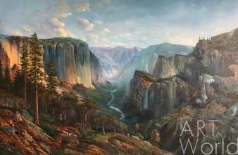 Вольная копия картины Томаса Хилла "Долина Йосемити" (Yosemite Valley) 1886 г., художник А. Ромм Артворлд.ру